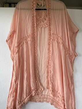 Do Everything in Love Boho Crochet Cardigan – Peach – One Size – NWOT